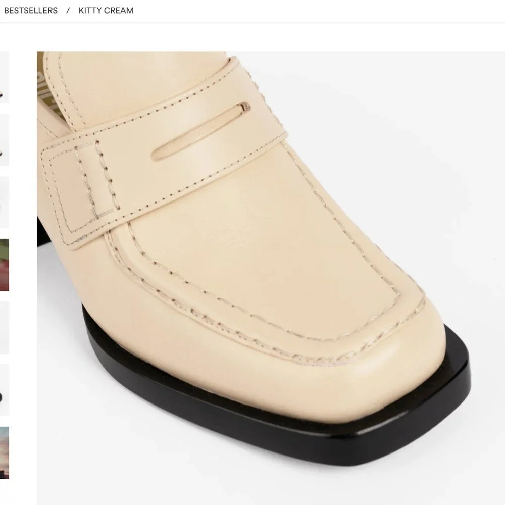 Labucq Cream Block Heel Loafer Platforms
